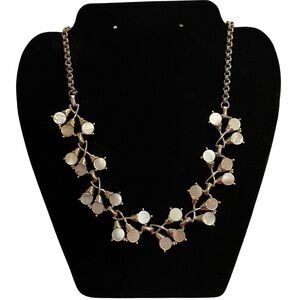 Vintage Iridescent White And Silver Beaded Necklace